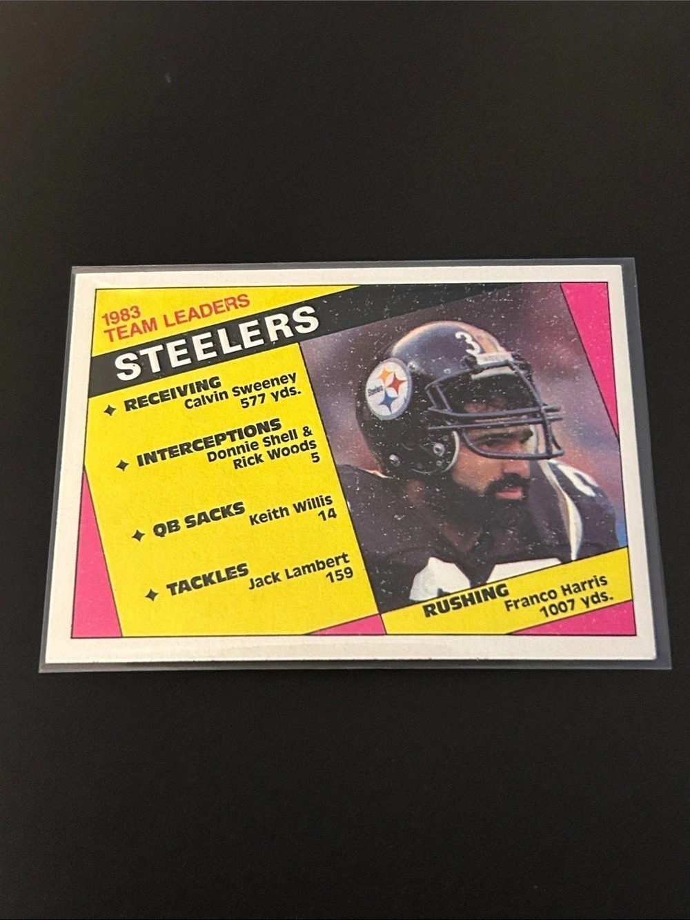 1983 Team Leaders Steelers Football Card (Franco Harris)